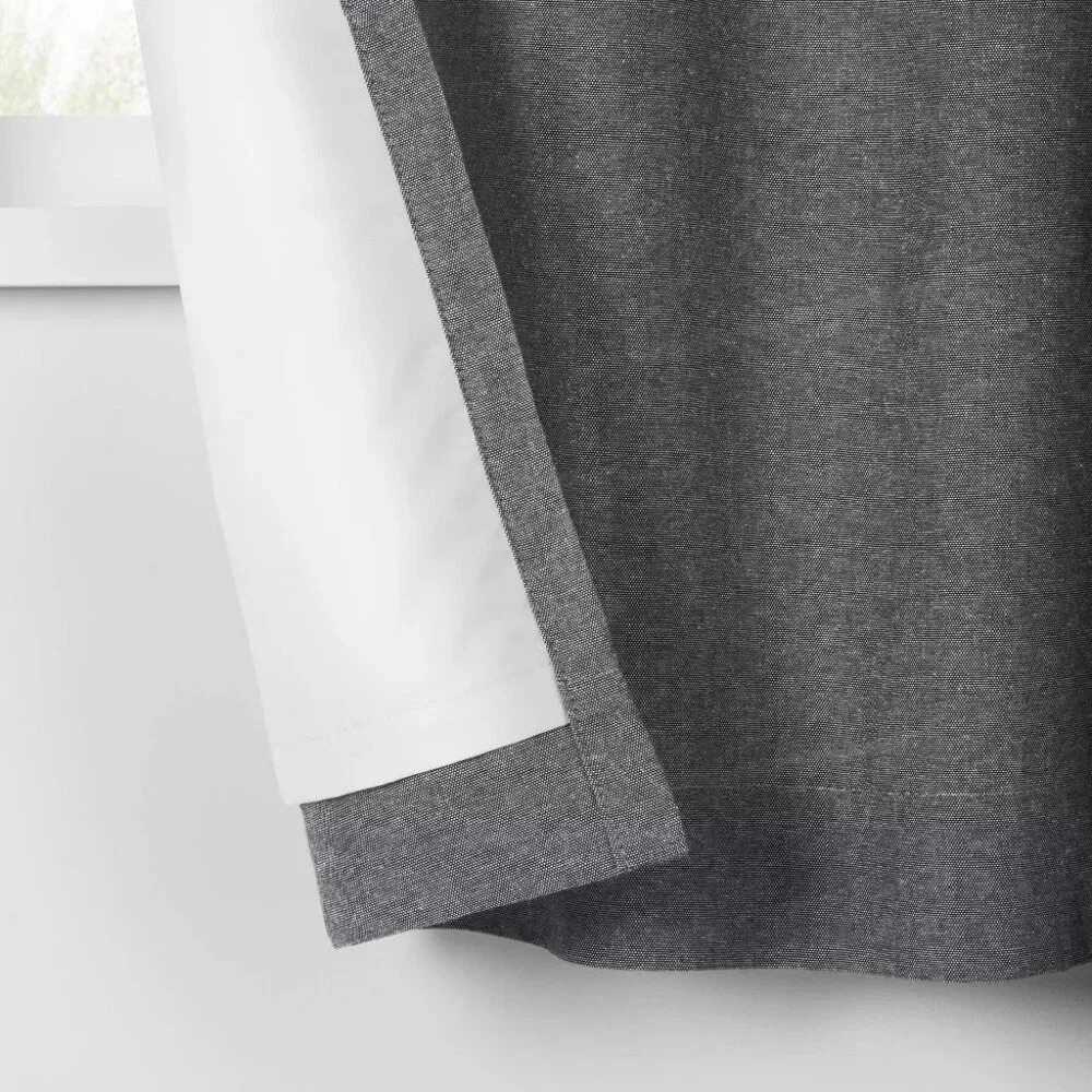 Pillowfort Heather Black Chambray Cotton Blackout Curtain Panel 42